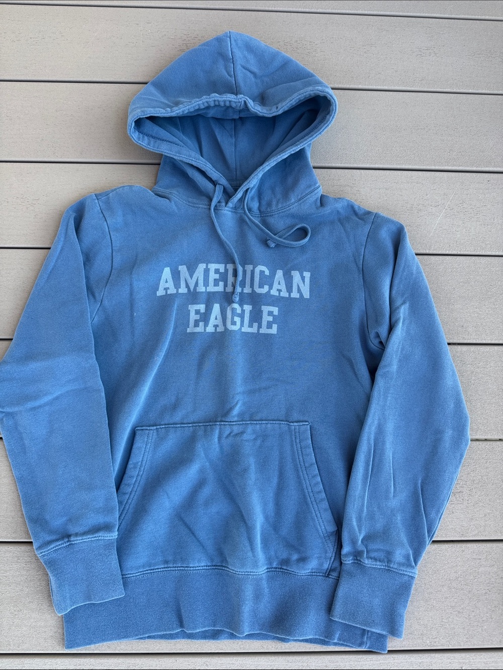 American Eagle Outfitters Light Blue Pullover Hoodie with Logo
